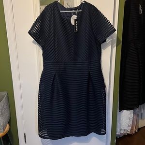 Boohoo navy full skirted prom midi dress